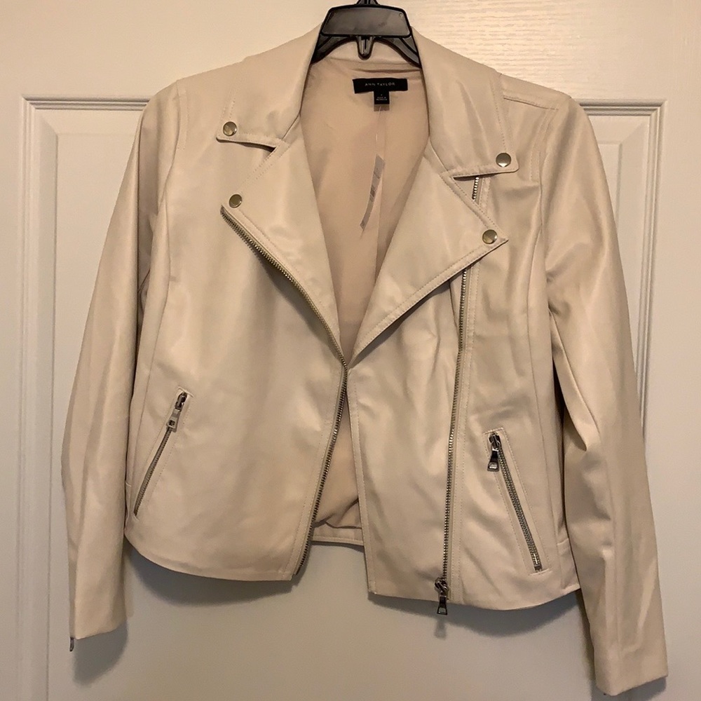 ANN TAYLORS CREAM LEATHER LIKE JACKET.  NWT